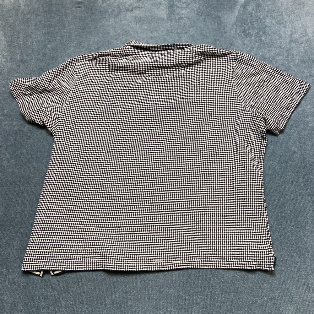 Ted Baker Polo Shirt Mens Small Navy White Geometric Print Golf Quarter Zip - Picture 9 of 13